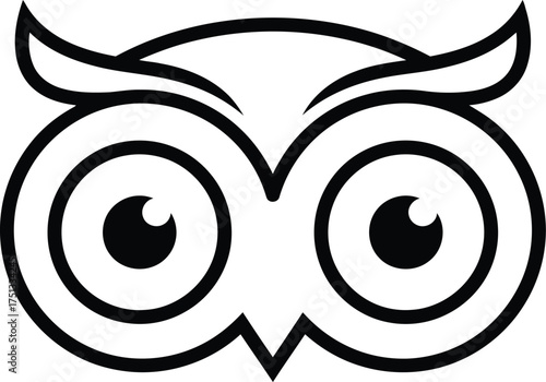 Captivating Owl Stare - Bird Line Art Illustration Graphic Isolated on Transparent Background Animal Eye Outline Artwork Vector Graphics