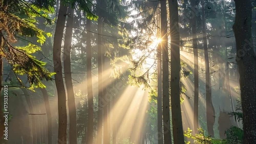 Sunbeams Through Tall Trees