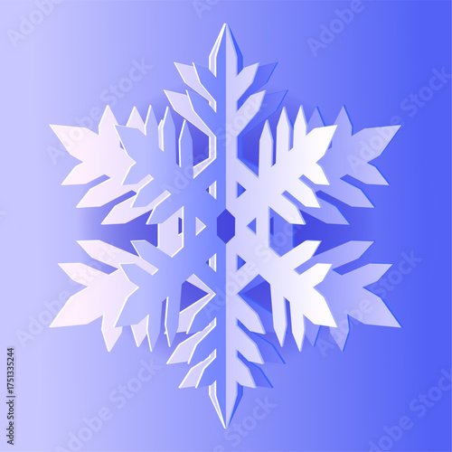 Christmas card. Voluminous paper snowflake on  blue background. vector illustration