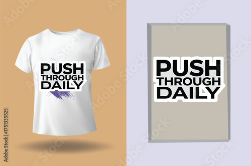 T shirt with text push through daily purple brush strokes t-shirt clothing