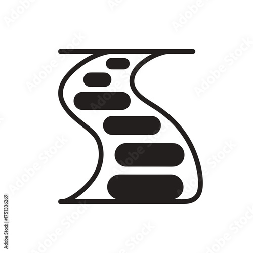 Garden pathway icon with stone design in minimalistic style on a transparent background
