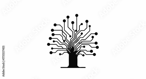 Digital tree symbolizing technological growth and connectivity