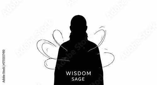 Silhouette of a wise figure radiating knowledge and growth