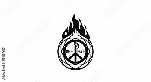 Symbol of inner peace engulfed in flames, representing transformation and overcoming challenges.