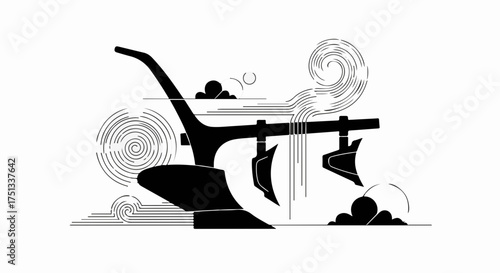 Vintage plow artfully illustrates agricultural history and the power of the land.