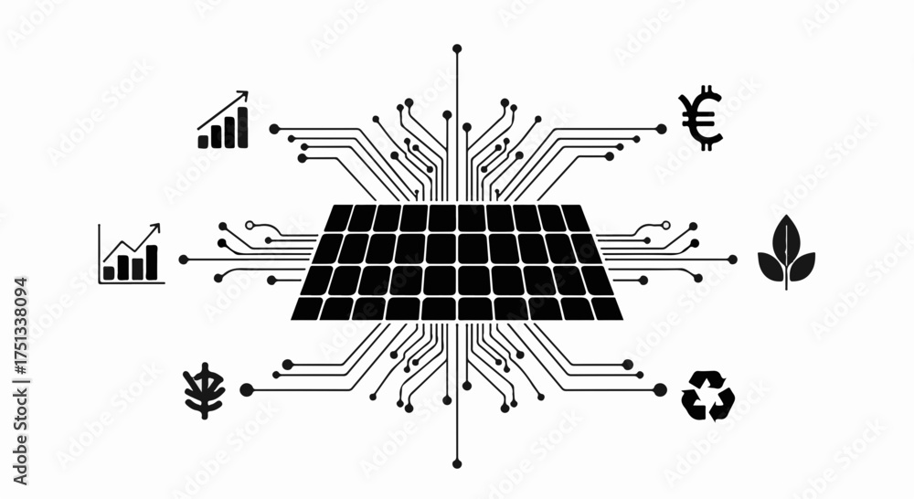 Obraz premium Innovative solar panel technology powering sustainable growth and a green economy