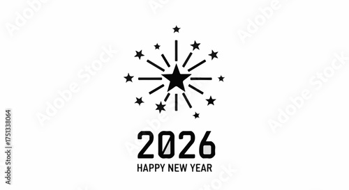 Bright New Year's Eve celebration with sparkling fireworks and the year 2026.