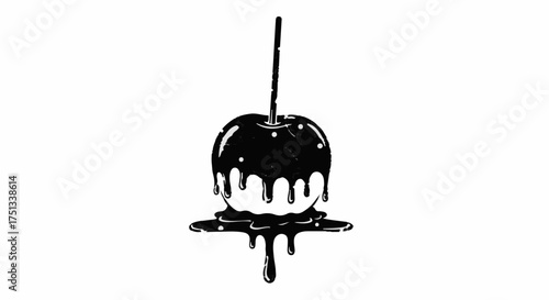 Glistening dark chocolate-covered apple dripping with rich sweetness