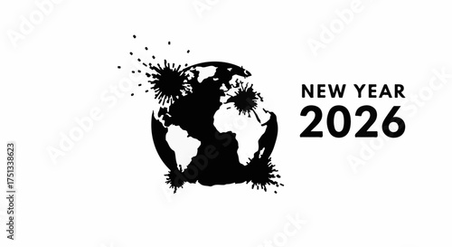 Global challenges and a hopeful New Year 2026, represented by a stylized Earth.
