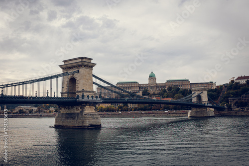 Budapest skyline with the bridge and castle