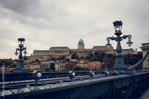 Budapest skyline with the bridge and castle
