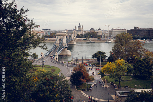 Budapest skyline with the bridge and castle