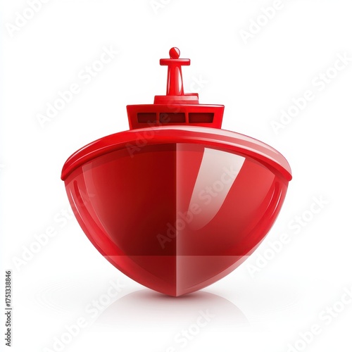 Bright red toy boat floating on a calm surface, perfect for imaginative play during sunny days in the backyard or at the beach