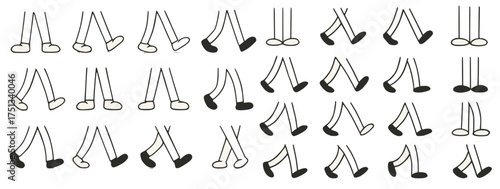 Walking Legs Puzzle Grid with Stylized Footsteps on Transparent Background for Motion and Perception Design