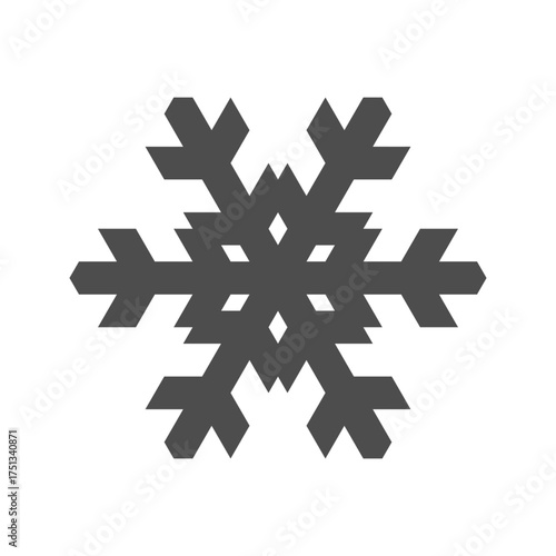 This design features a simple snowflake icon in a flat, geometrical style. It is suitable for winter themes, decorations, and graphic projects. Ideal for digital use.