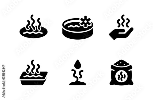 Spirulina cultivation icons collection for sustainable agriculture and eco-friendly design use