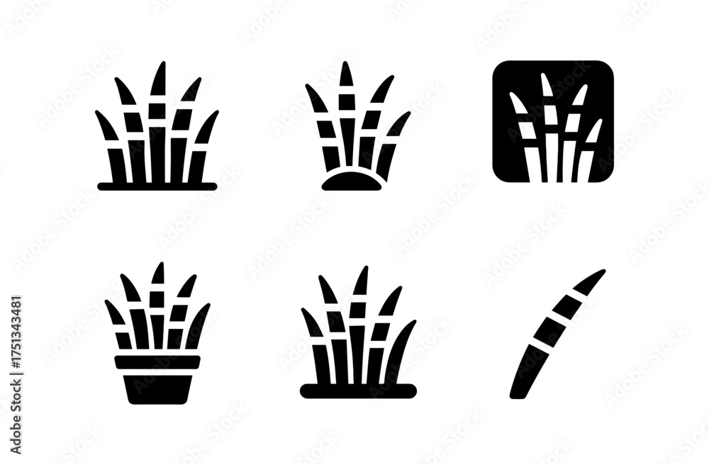 Fototapeta premium Minimalist zebra grass icon set for design projects