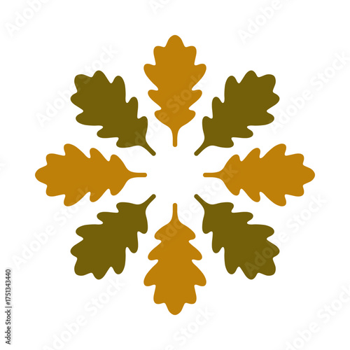 Radial Oak Leaves Golden Brown Icon