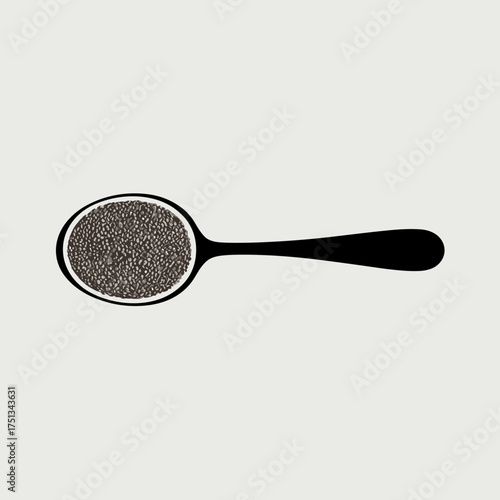 Spoon with chia seeds illustration on a white background