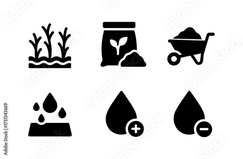 Sphagnum moss icons for gardening and soil enrichment concepts