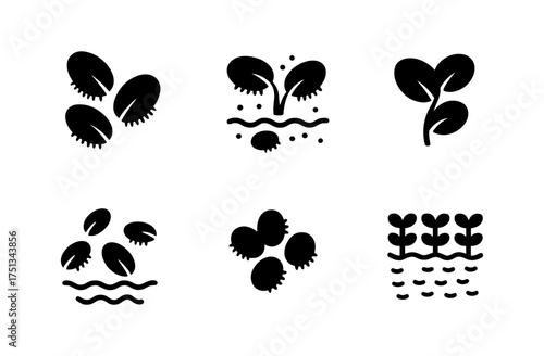 Salvinia icon set for eco-friendly design projects and nature illustrations