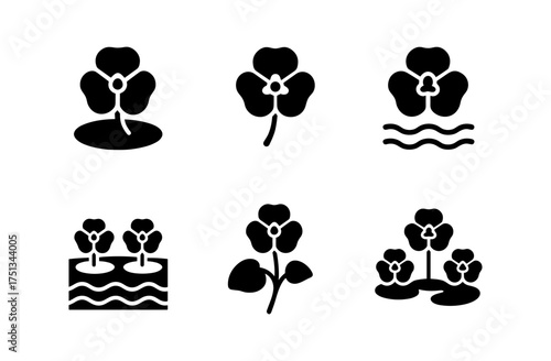 Minimalist water poppy icon set for decorative and design purposes