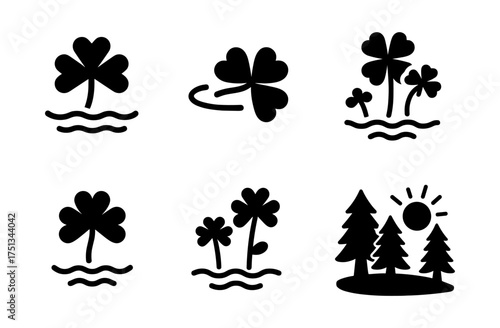 Aquatic and forest nature icons collection for design projects
