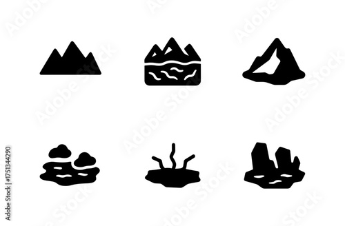 Minimalist glacier and mountain icons collection for design projects