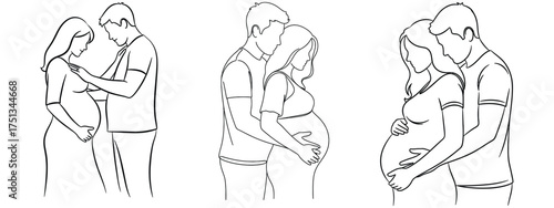 Abstract colorful geometric shapes with a pregnant woman silhouette
