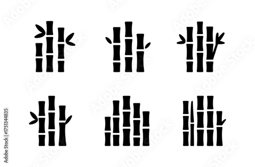 Minimalistic bamboo icon set for modern design projects