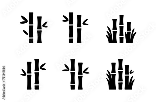Bamboo icon set for minimalist designs and asian-inspired themes