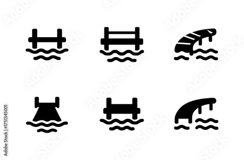 Simple lake pier and slide icons for design projects