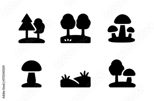 Minimalist forest themed icon set for digital and print design projects