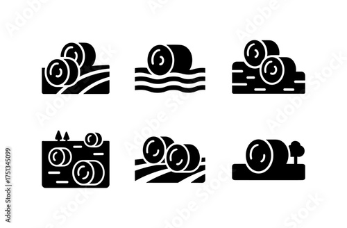 Hay bale icon set for design projects and agricultural themes