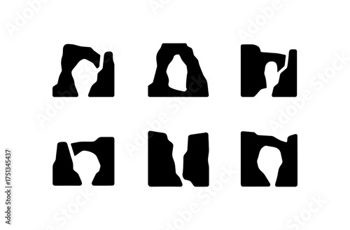 Minimalist canyon arch icons collection for nature inspired design and graphic elements