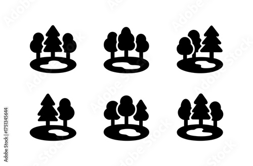 Nature inspired forest pond icons for graphic design and branding projects