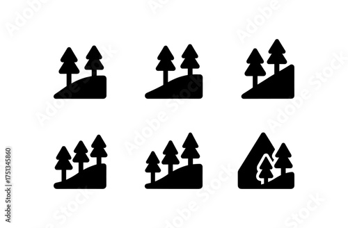 Minimalist forest icon set for nature-themed design projects and graphic elements