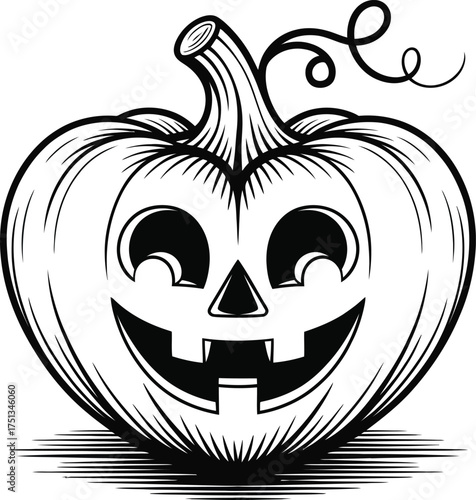 Vector art of jack o lantern with a smiling face isolated.