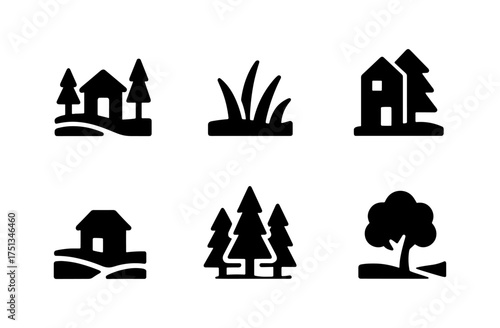 Minimalist nature and cabin icons for design projects