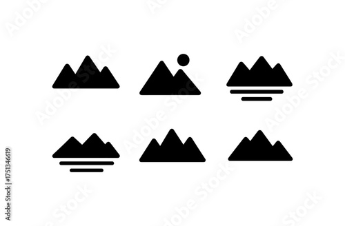 Mountain silhouette icons collection for design and decoration projects