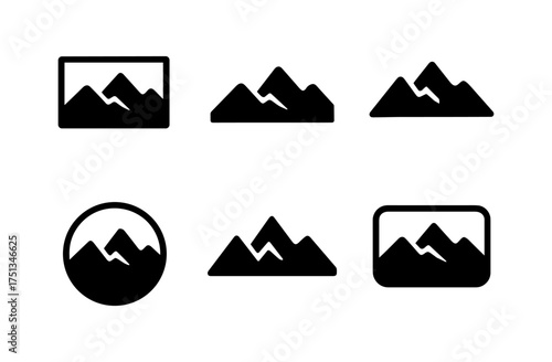 Mountain icon silhouettes for minimalist designs and nature themes
