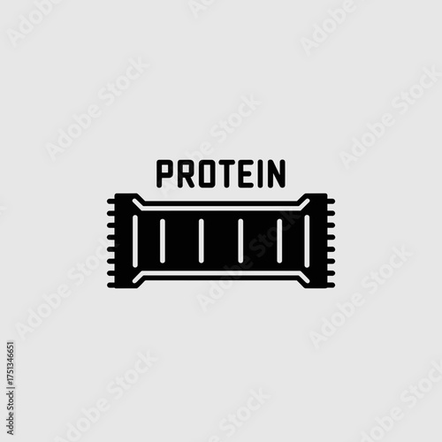 Protein bar  illustration  with bold text on a white background