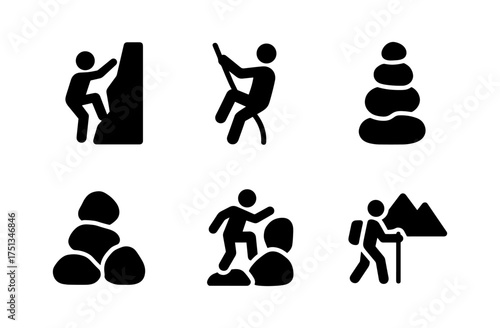 Outdoor adventure and climbing icon set for travel and recreation design
