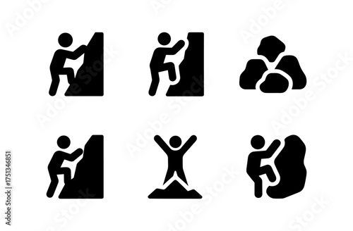 Climbing icon set for outdoor adventure and activity design