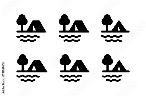 Camping icons collection for outdoor adventure designs and nature themes