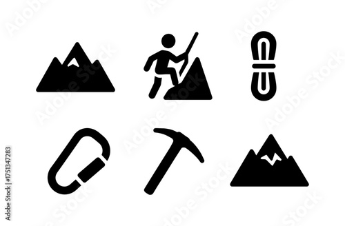 Alpine climbing icons for adventure and outdoor design projects