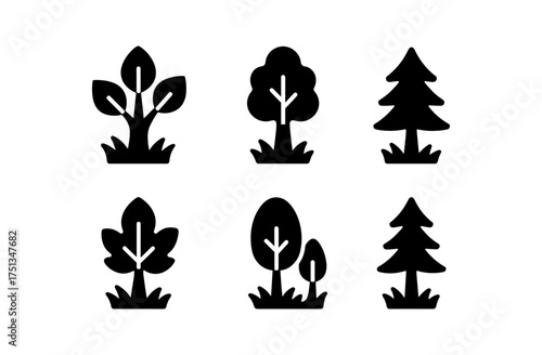 Collection of autumn tree icons for seasonal design projects