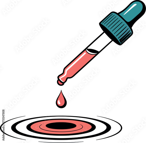 Illustration of a dropper with liquid isolated on white background, vector art