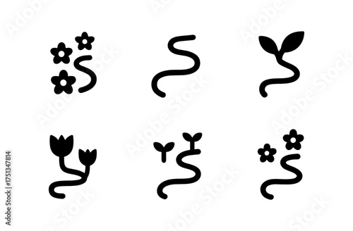 Minimalist spring path icons collection for design use in posters and cards