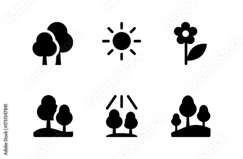Spring sunshine icons for bright and minimalist design aesthetics